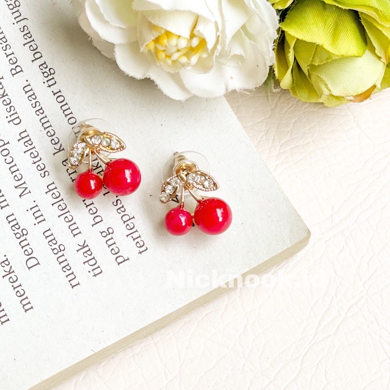 Grosir (SSC) anting tusuk korea anting stud merah imlek AS CHERRY Premium Termurah