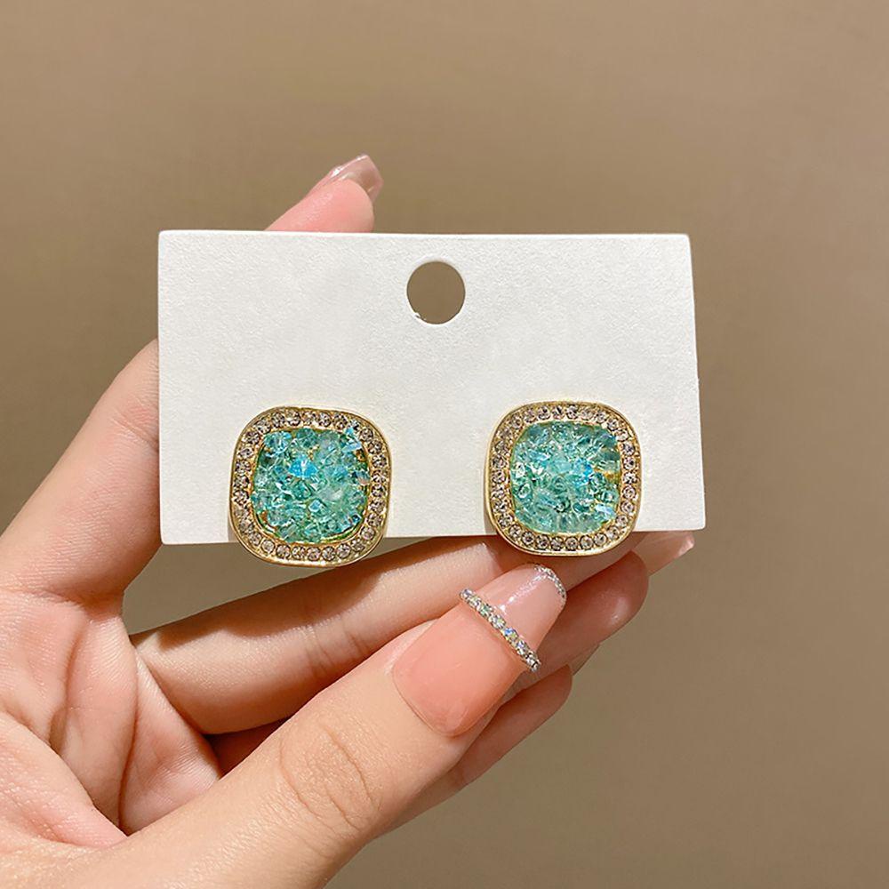 Mxbeauty Anting Berlian Trendi Hadiah Sederhana Elegan Perempuan Gadis Bentuk Persegi Wanita Stud Earrings