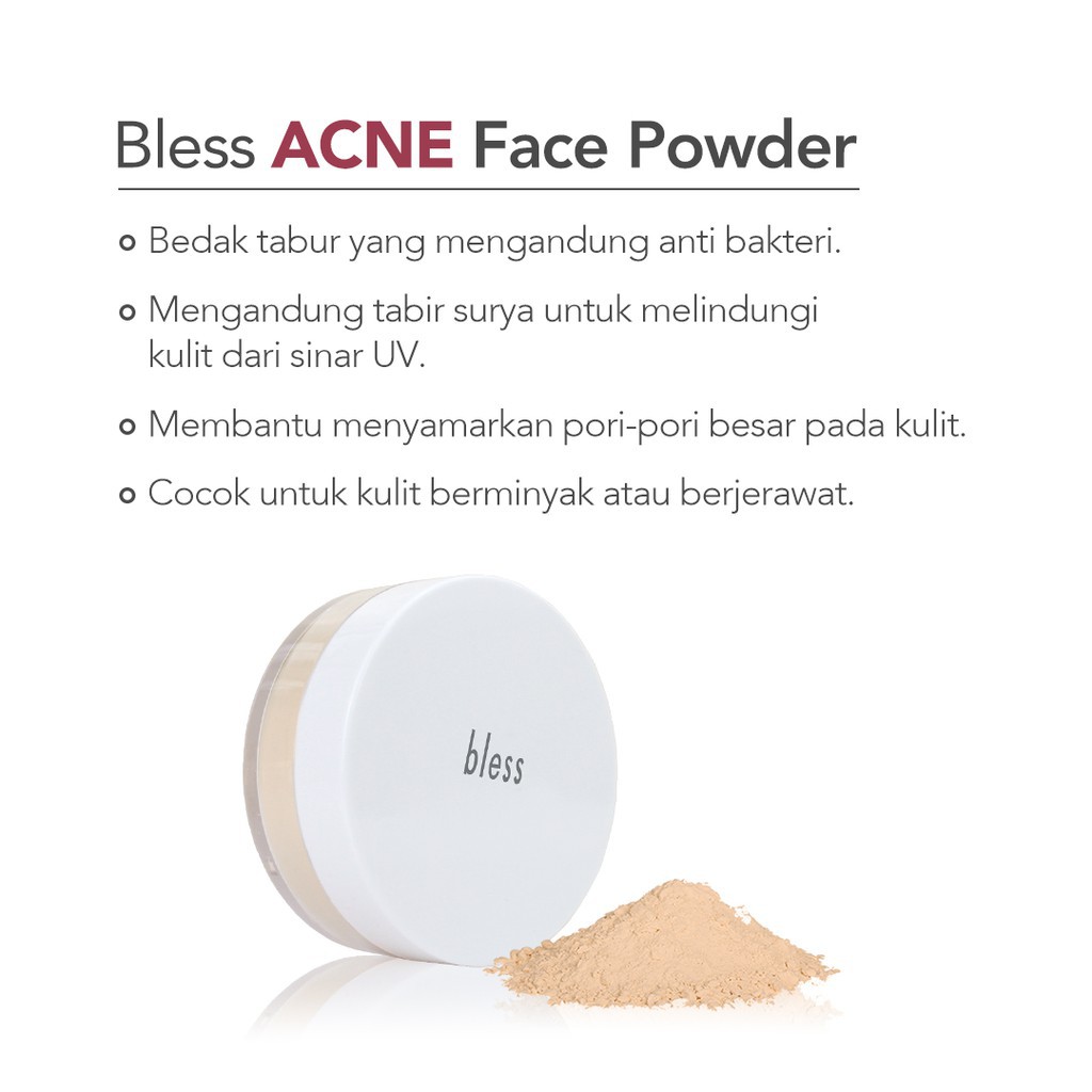 Bless Acne Face Powder / Bedak Jerawat Muka - 21 Gram