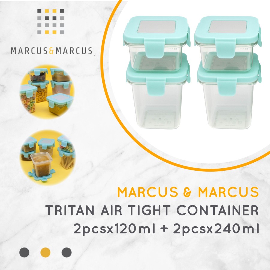 Marcus&amp;Marcus Tritan Air Tight Container 2pcs x 120ml + 2pcs x 240ml