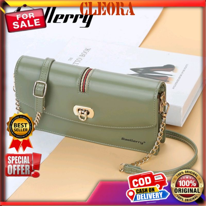Tas Selempang BAELLERRY Original Wanita Bahan Kulit PU Leather Premium Kekinian Anak Muda Simpel Sim