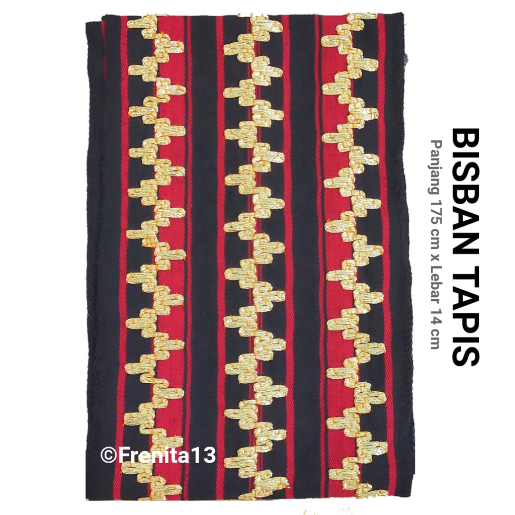 [BISA COD] Bisban / Selendang / List Tapis Khas Lampung asli Sulaman-Ketik Hitam
