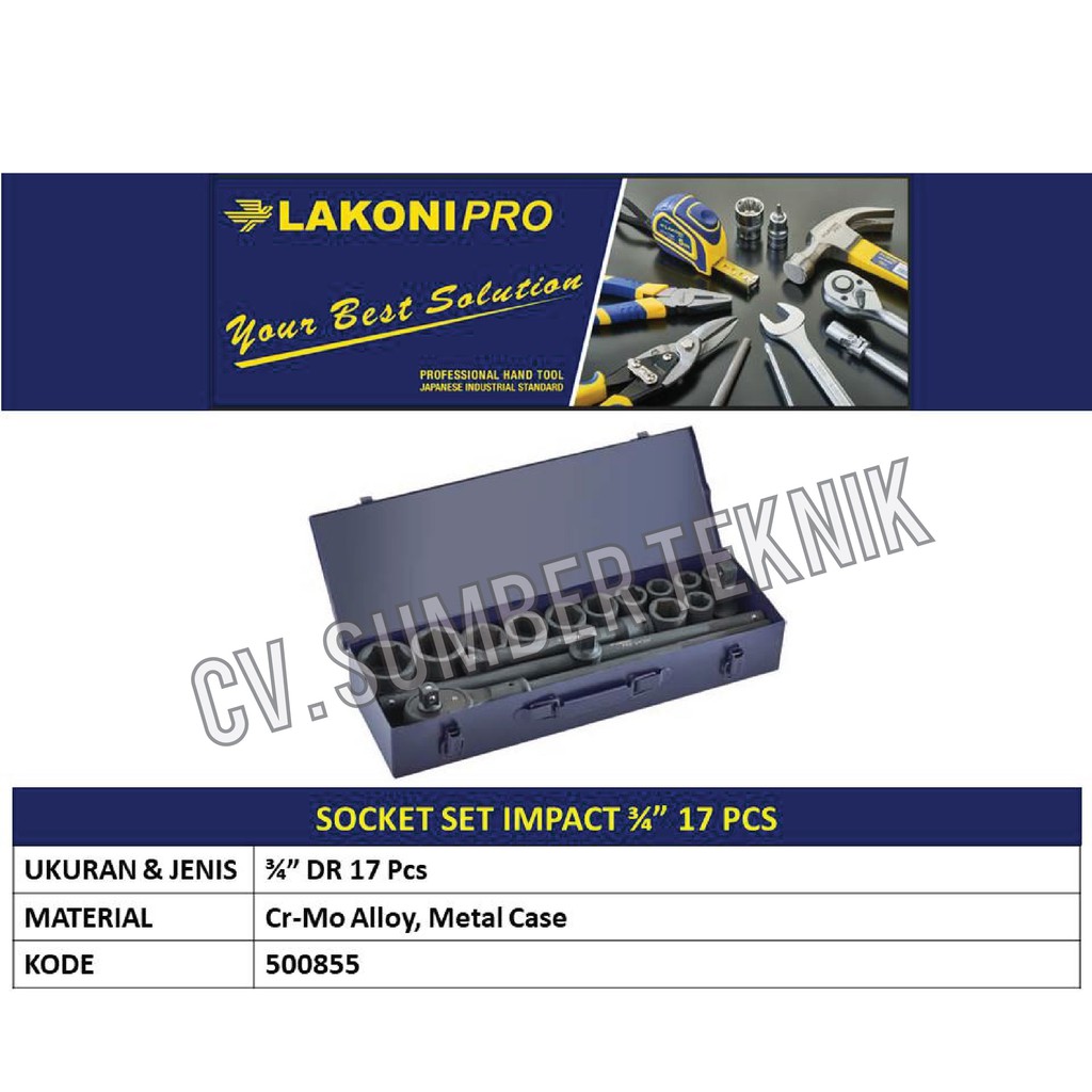 LAKONI PRO SOCKET SET IMPACT 3/4 17 PCS