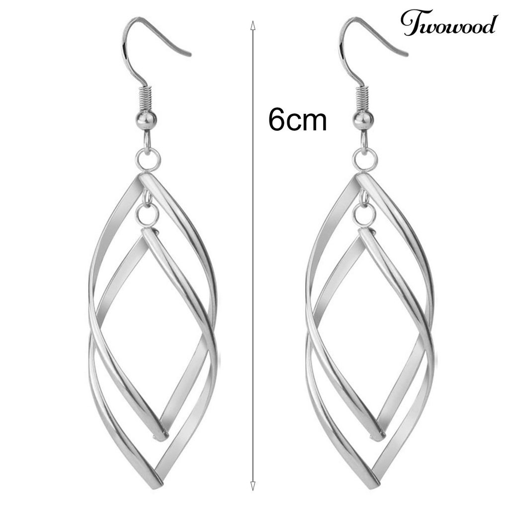 Twowood 1 Pair Hook Earrings Spirals Rhombus Jewelry Delicate Long Lasting Drop Earrings for Daily Wear