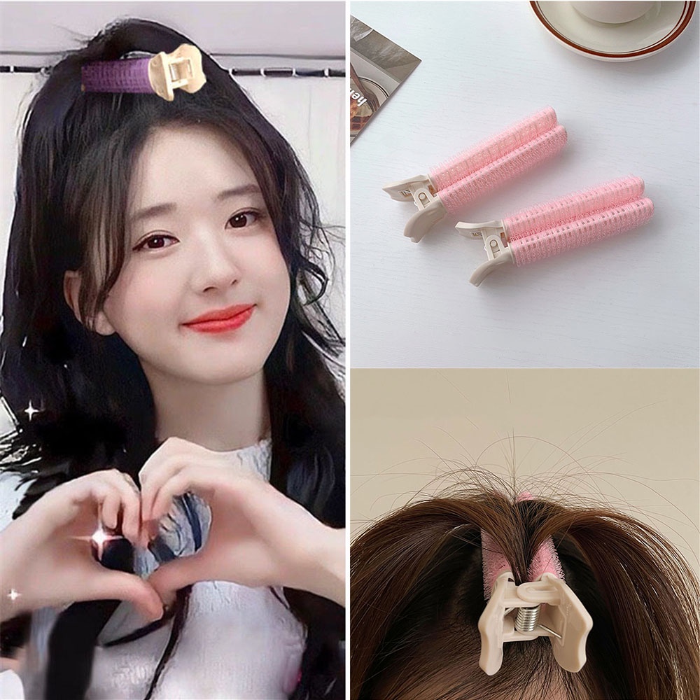 2 Pcs / Pak Tabung Perekat Rambut Keriting Poni Ukuran Kecil Warna Pink