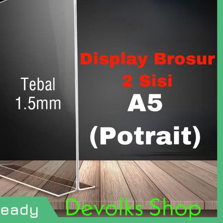 

Ready Stock TEMPAT BROSUR / TENT CARD AKRILIK DISPLAY 2 SISI A5 TEBAL 1.5MM
