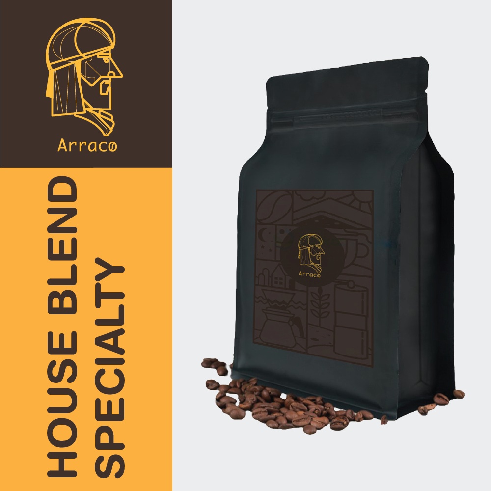 

ARRACO KOPI - House Blend Specialty – Arabika Blue Mountain & Arabika Bali Kintamani 200 GR Biji / Bubuk | Natural - Full Washed | Medium To Dark Roasted