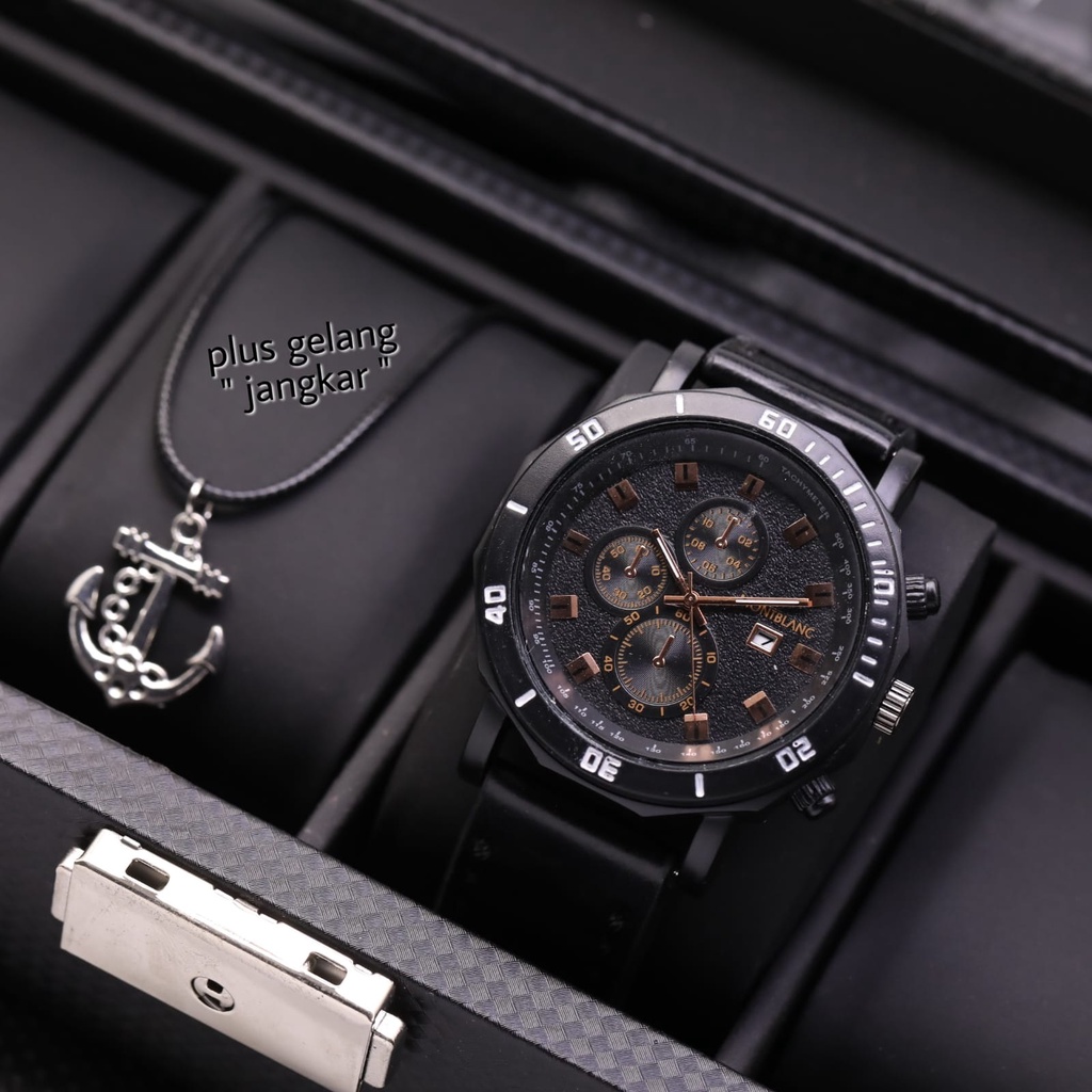 NEW ARRIVAL _ Jam Tangan Pria Analog/Kulit/Tanggal/Kalung Jangkar/Box Biasa