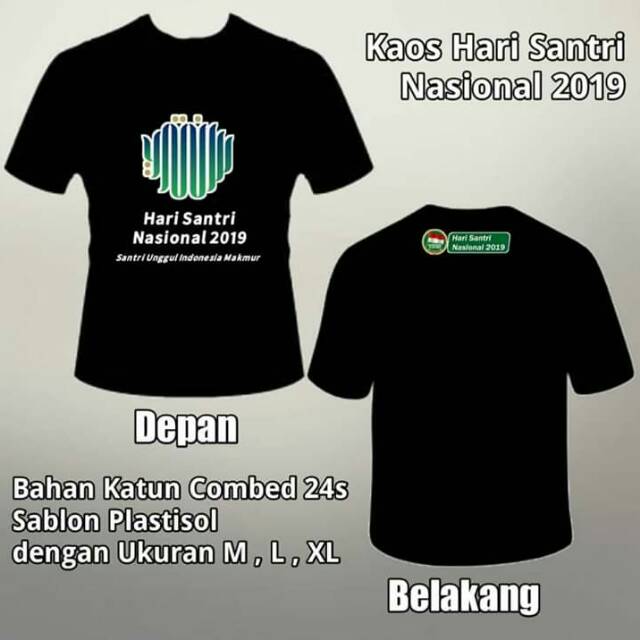 Jual Kaos Hari Santri Nasional Depan Belakang Sablon | Shopee Indonesia