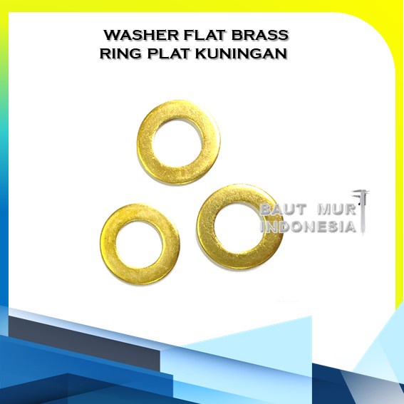 WASHER FLAT RING PLAT BRASS KUNINGAN M6 TEBAL 2MM ISI 10PCS