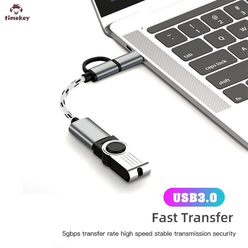 【SALE】2 in 1 USB 3.0 OTG Adapter Nylon Braid Cable Micro USB Type C Data Sync Adapter for Samsung Xiaomi MacBook USB Type-C Micro OTG