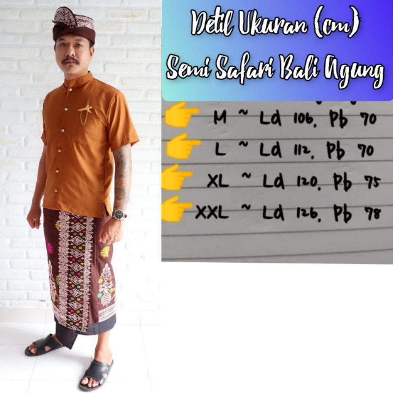 Baju Adat Bali MURAH/Busana Pria/Baju Koko/Semi Safari Moscrepe Bali Agung/