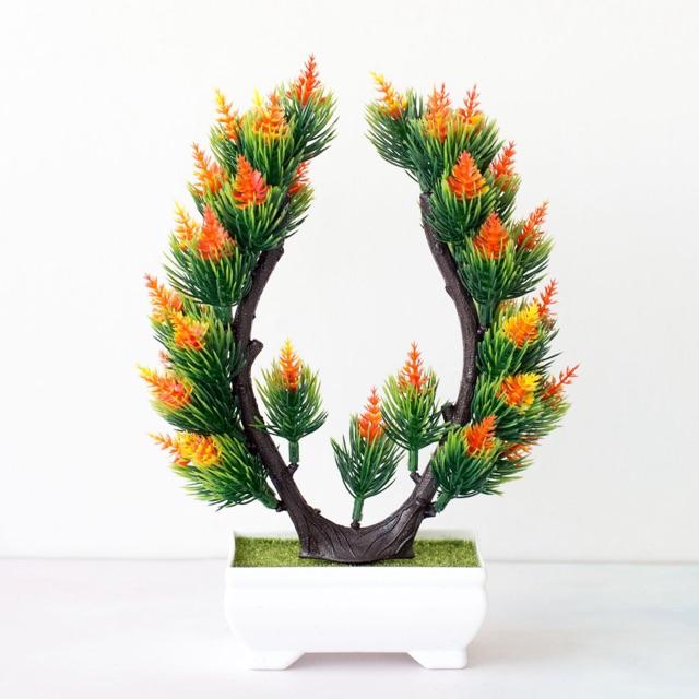 AM566 Bunga Plastik / Pajangan Bunga Artifisial / Vas petak-Orange