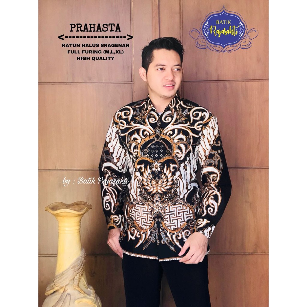 PRAHASTA Kemeja Batik Pria Lengan Panjang Katun Halus FULL FURING Rajasakti