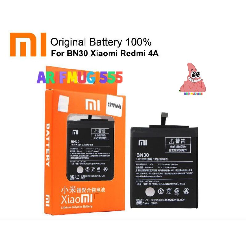 Baterai Batre battery Xiaomi 4a/ batre batu hp xiaomi redmi 4a Bn30 Original 100%