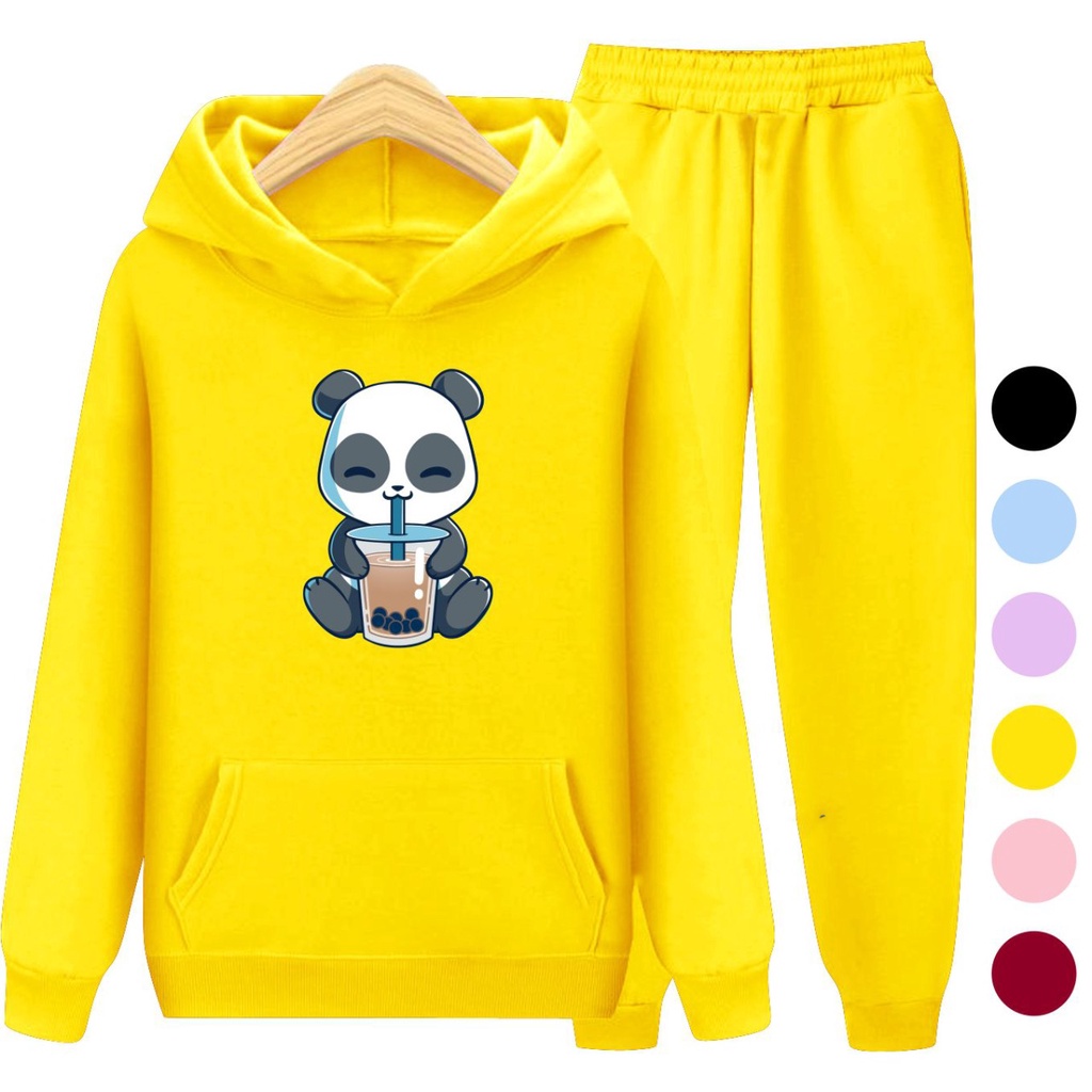 Setelan Anak Sweater Hoodie PANDA BOBA 02 / Sweater Anak Size S (3-5 Thn) M (5-7 Thn) XL(9-12 thn) XXL (13 + thn)