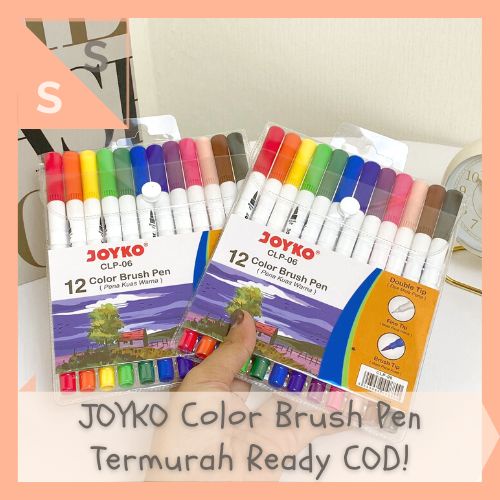 

[simplyshop] 1 Set Paket 12 Pcs Colored Color Brush Pen Pena Kuas Warna Joyko Original CLP-06 2 in 1 Coloring Sketch Doodle Fine Brush Tip Spidol Warna