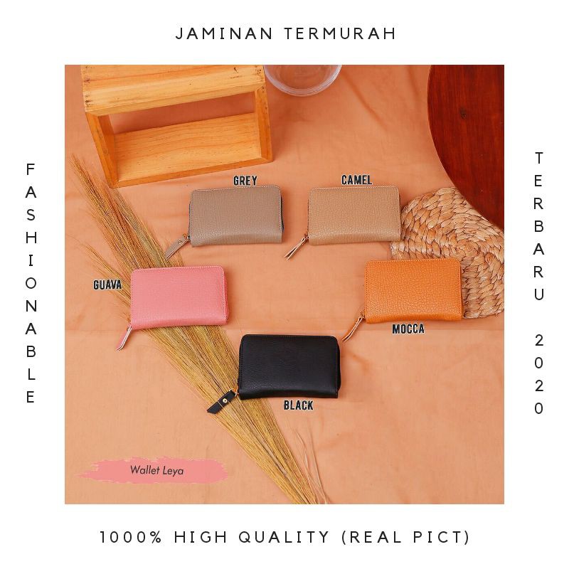 DOMPET WANITA CEWEK KECIL MINI PANJANG LIPAT KARTU BRANDED IMPORT MURAH TERBARU WALLET LEYA