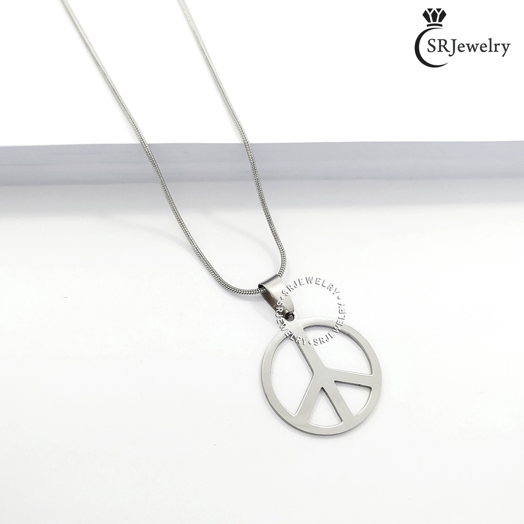 Kalung Peace Pria Wanita Perak Titanium Simple Men Women Necklace
