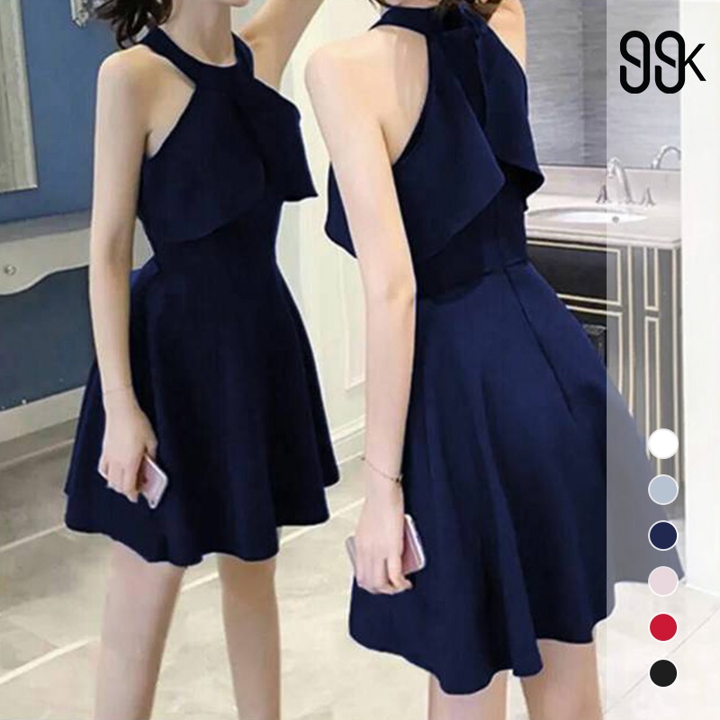 【SALE】Women Open Shoulder Halter Mini Dress Wanita Bahu Terbuka C270 (XS-XL)