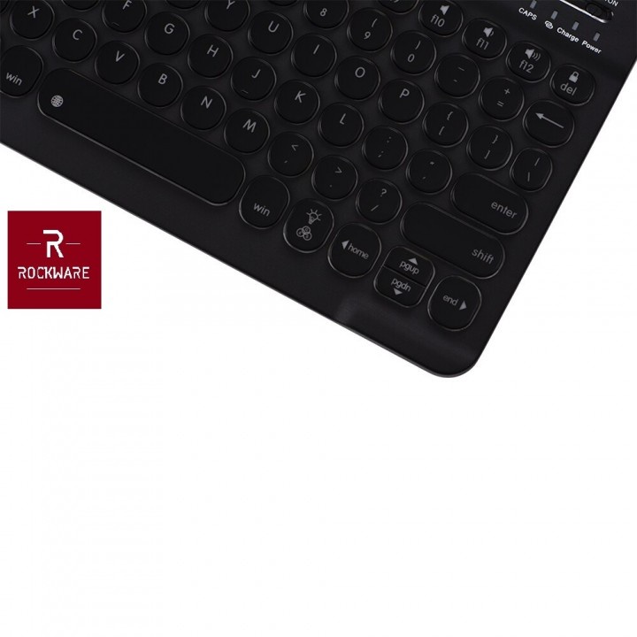 #TMAY21-39 ROCKWARE RW-0301D - Universal Slim Bluetooth Backlit 7 LED Keyboard