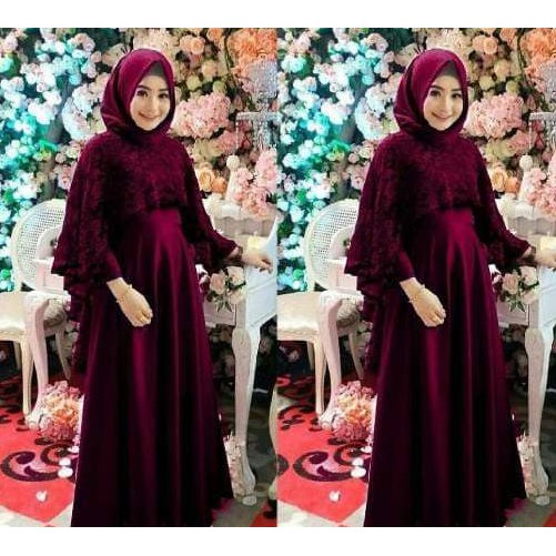 Gamis baroteli brukat Maxi Tiara premium READY