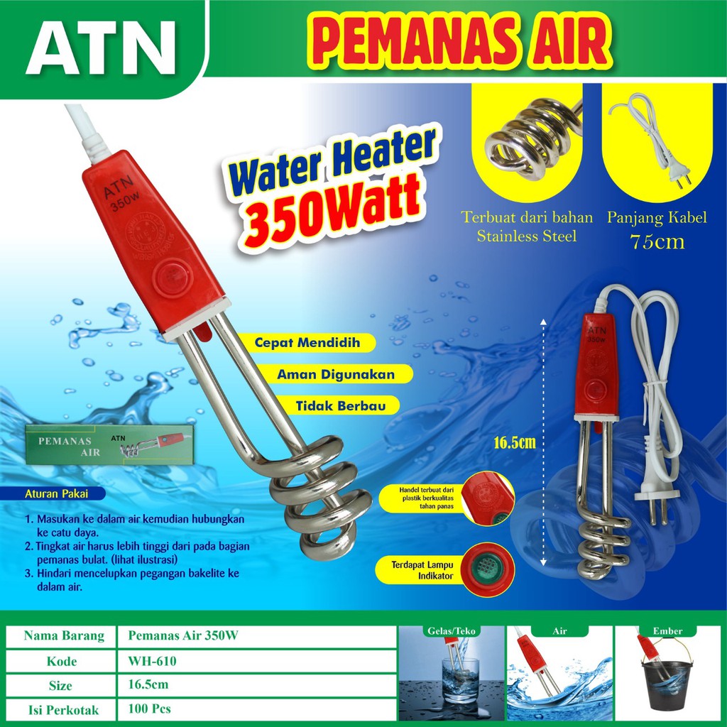 Foto COD-Elemen Pemanas Air/ Water Heater/Coffee Maker ATN 350WATT/600WATT/1000WATT +LAMPU