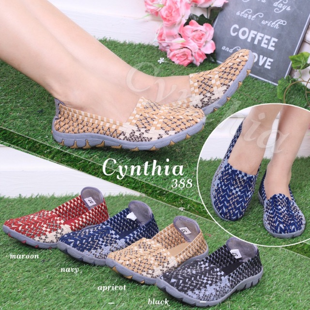 Cynthia 388 sepatu anyaman rajut wanita ORI