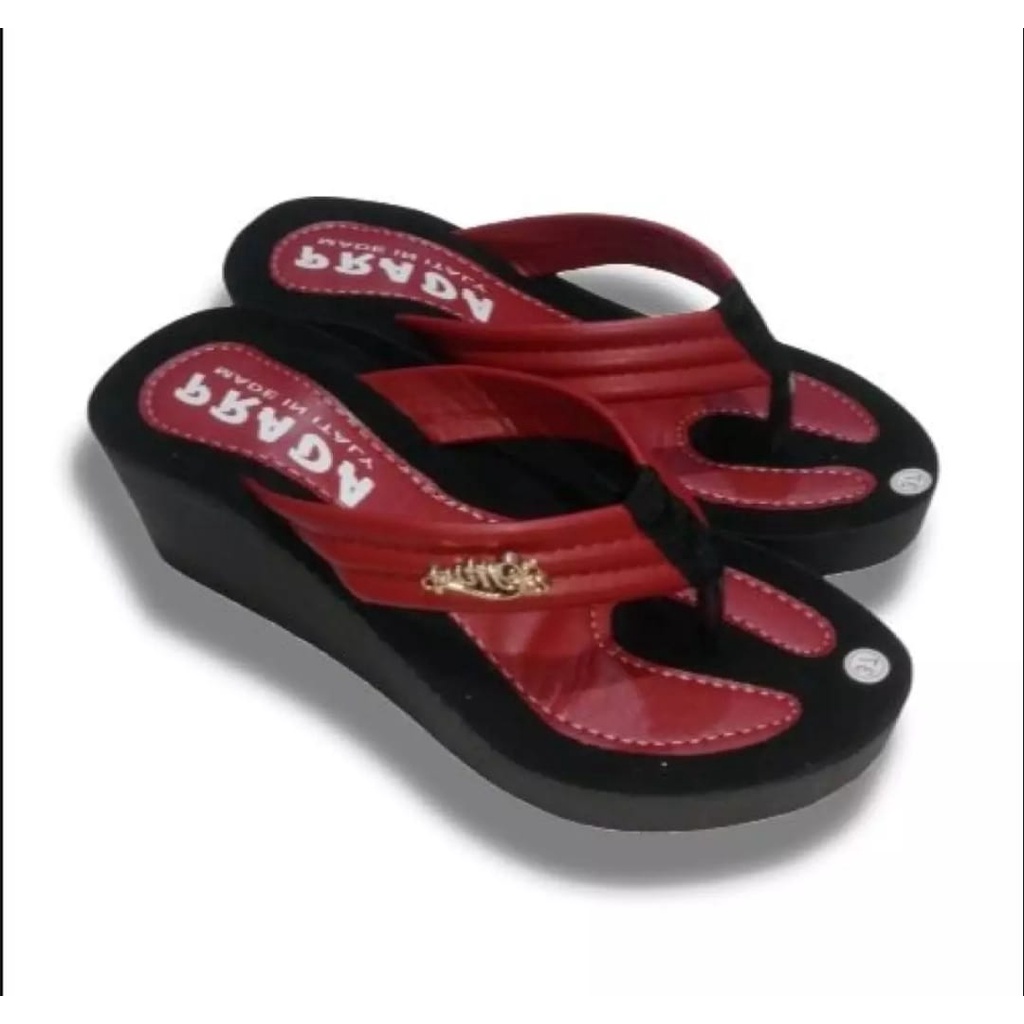 sandal wanita dewasa wedges prada