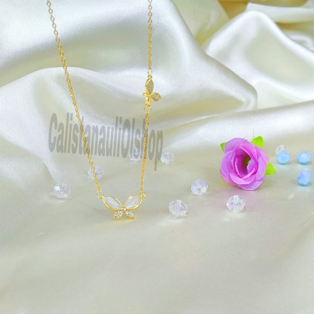 KALUNG TITANIUM KUPU KUPU CERAMIK 2 FASHION KOREA ANTI LUNTUR &amp; ANTI KARAT