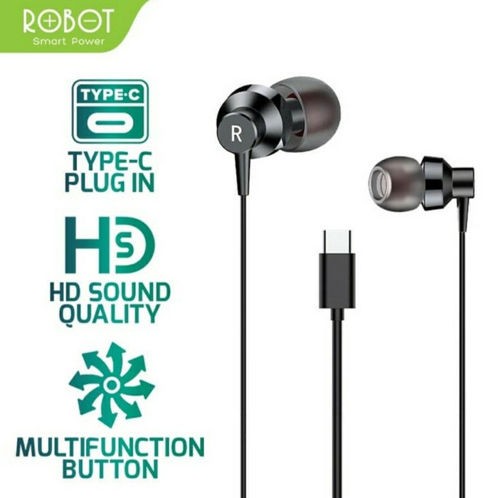 HEADSET EARPHONE ROBOT RE-240C TYPE C HIGH DEFINITION SOUND