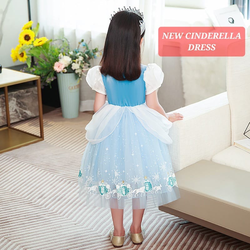 NEW CINDERELLA DRESS KOSTUM PRINCESS ANAK GAUN PESTA PRINCES HALLOWEEN COSPLAY IMPORT