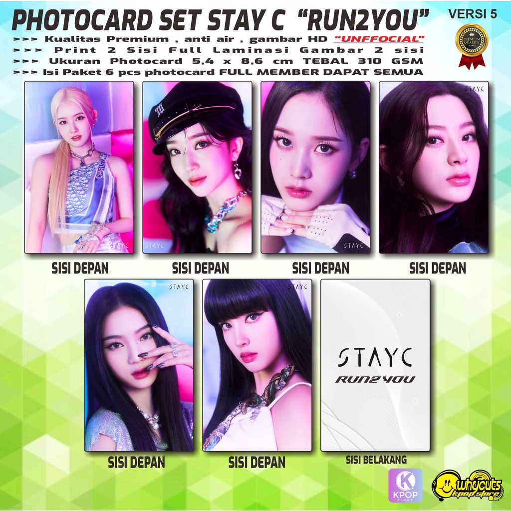 PHOTOCARD SET PC KPOP PREMIUM STAY C  RUN2YOU / PRINT 2 SISI FULL LAMINASI SUPER GLOSSY / ISI 6 PCS SEMUA MEMBER