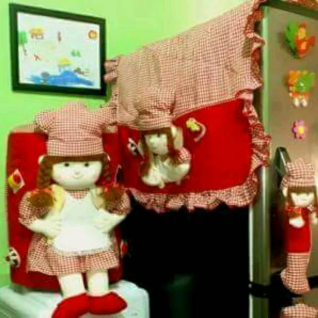 Sarung Galon Tutup Kulkas Dan Pegangannya Set Gkm Dekorasi Dapur Hiasan Dapur Set Gkm Karakter Bonek