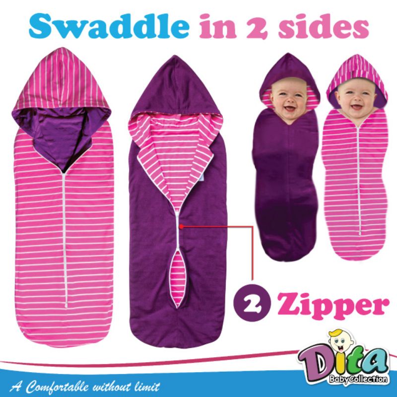 SNI bedong instan Bolak Balik salur Dita Moons Care swaddle in 2 sides Murah Bedong instan DITA