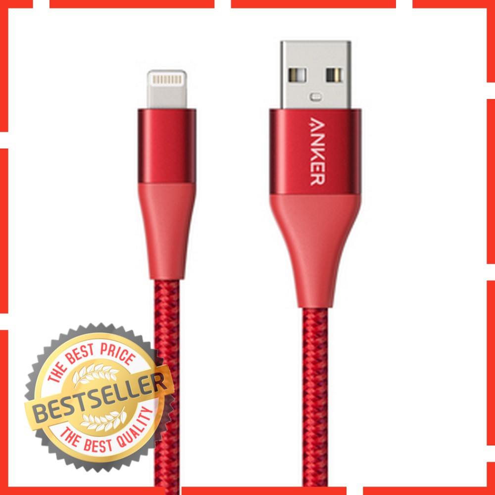 Kabel Charger Anker PowerLine II 3ft Lightning A8452 Merah