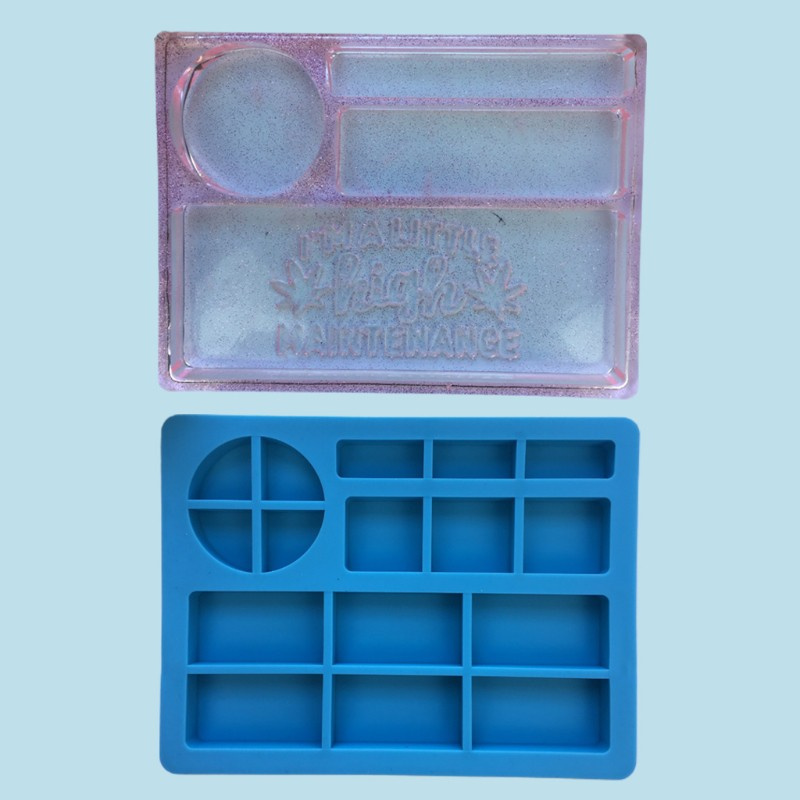 Glitter DIY Crafts Storage Container Epoxy Resin Mold Letters Makeup Tray Silicone Mould