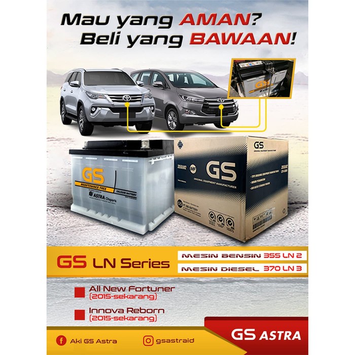 aki mobil calcium GS MF OEM LN3 innova reborn, fortuner VRZ