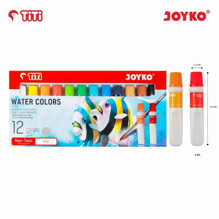 

Paket Alat Lukis Lengkap TiTi Joyko 3 In 1 Cat Air Kuas Palet 1 Set