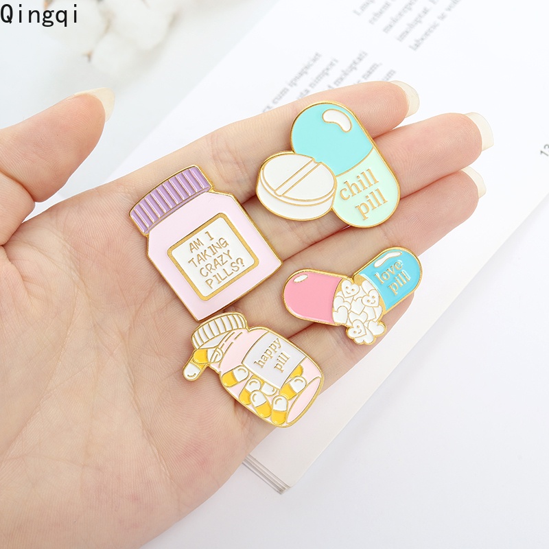 Bros Pin Enamel Desain Kartun Obat Pil Tulisan Love Untuk Hadiah Anak