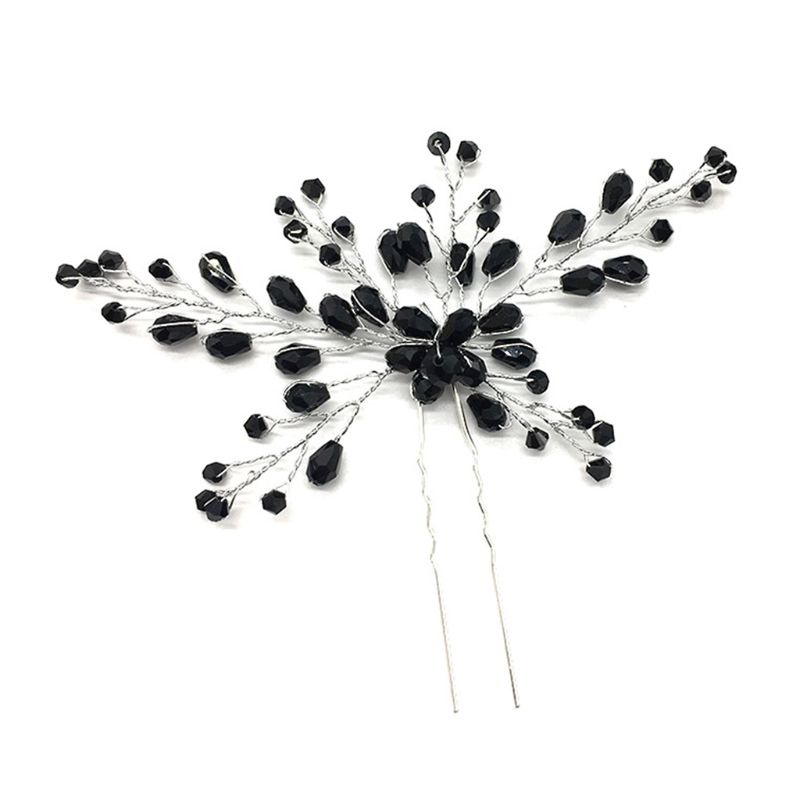 Siy Jepit Rambut Kristal Hitam Gaya Gothic Untuk Pengantin Wanita