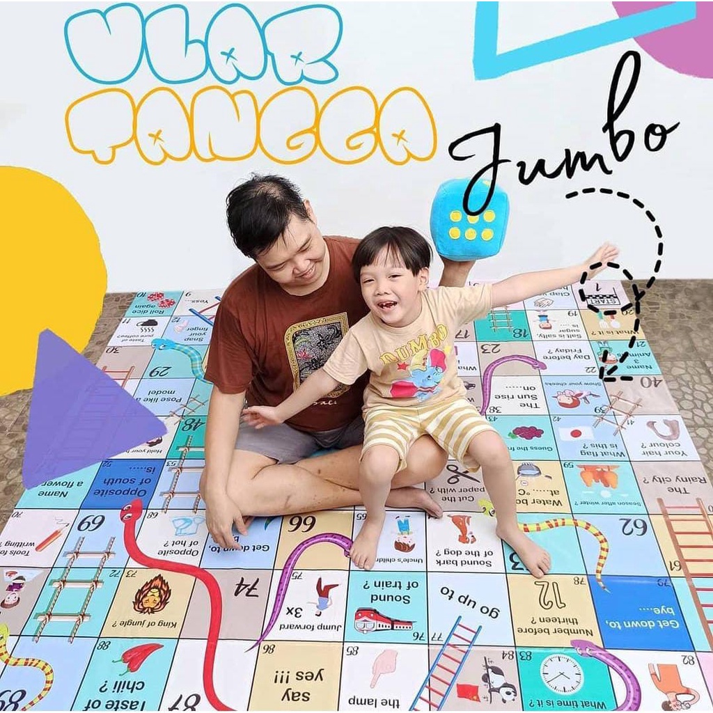 Viral ULAR TANGGA JUMBO MAINAN EDUKASI BAHASA INGGRIS UKURAN 2X2 METER FREE BANTAL DADU DAN TOTE