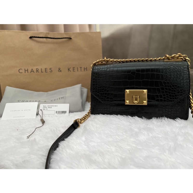 TAS CNK CROCO RANTAI CHARLES & KEITH ORIGINAL preloved