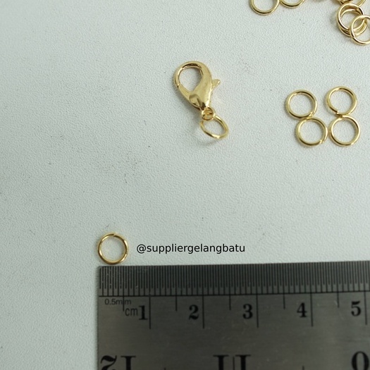 Aksesoris Ring Connector 6mm emas bahan rangkai gelang kalung tali