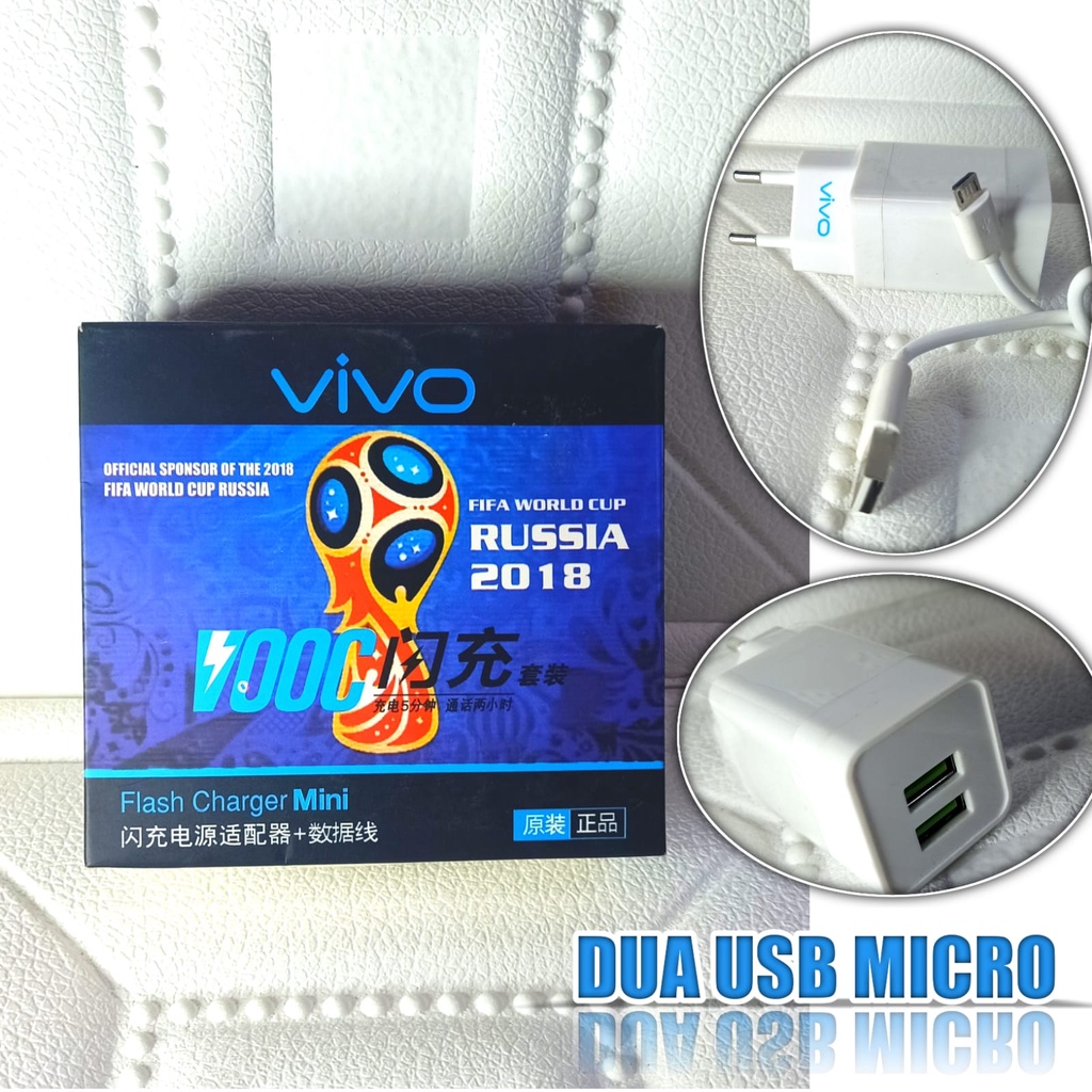 Travel Fast Charger Cas Casan 2 Lubang Micro USB 4A / CHARGER VIVO 4.A VOOC Handphone Vivo