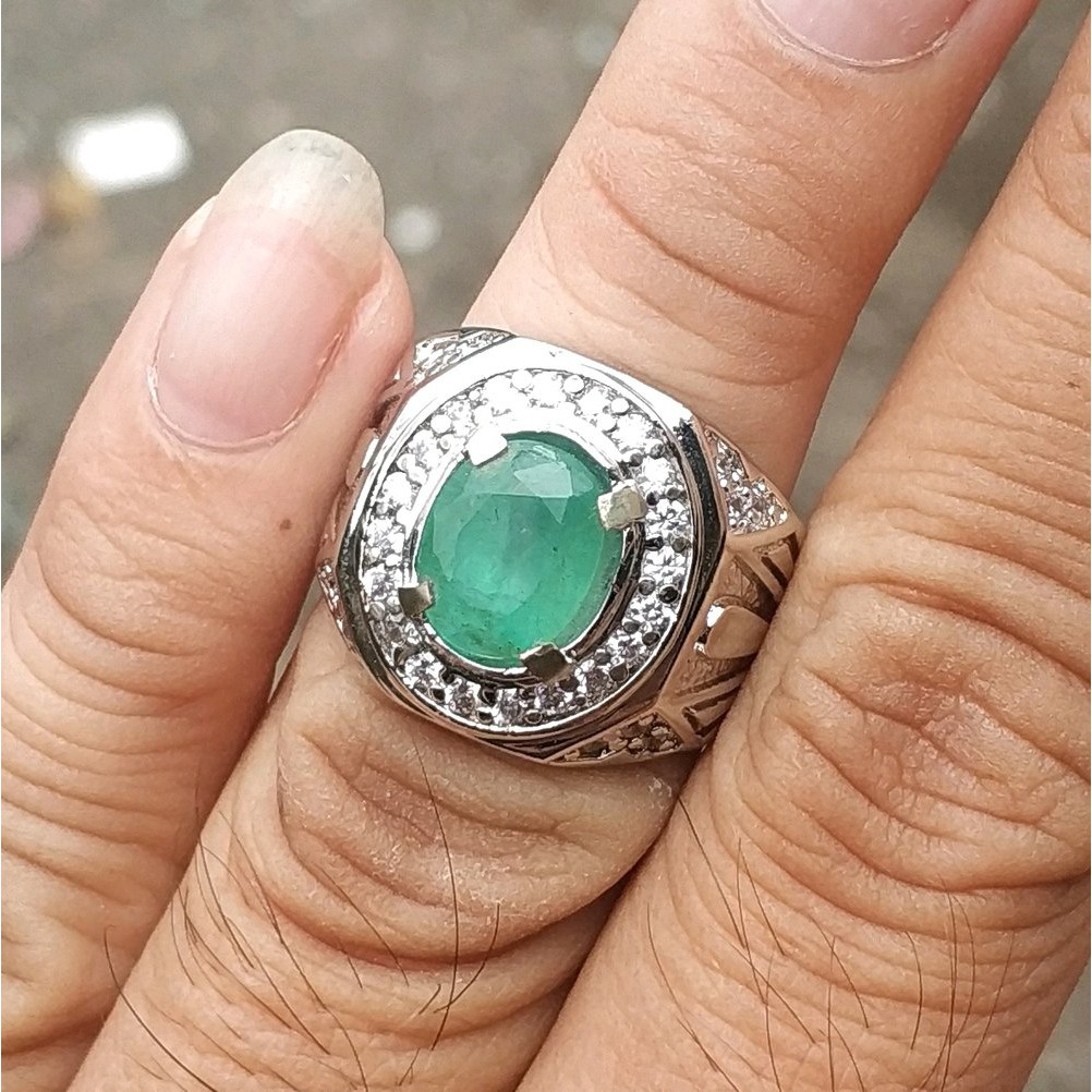 CINCIN BATU PERMATA NATURAL JAMRUD EMERALD BERLY FREE MEMO ORIGINAL