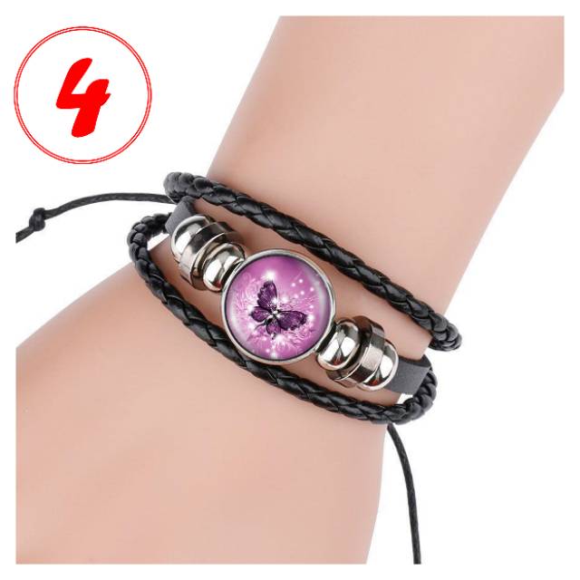 GELANG MOTIF KUPU-KUPU BUTTERFLY CANTIK ELEGAN KULIT KEPANG MULTILAYER