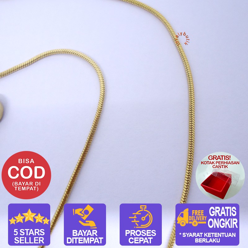 Lovelybutik Kalung Titanium Anak Anti Karat MKT Kalung Anak Uk. 35 cm Warna Emas BONUS KOTAK