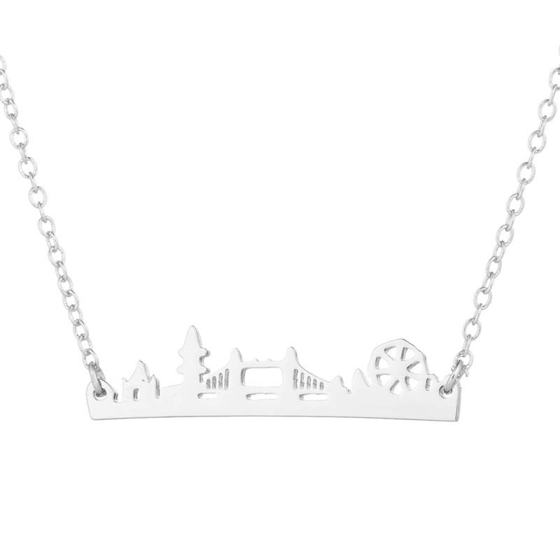 2022 Kalung Rantai Klavikula Desain Jembatan Roda Air Kecil Gaya Eropa Amerika Untuk Wanita