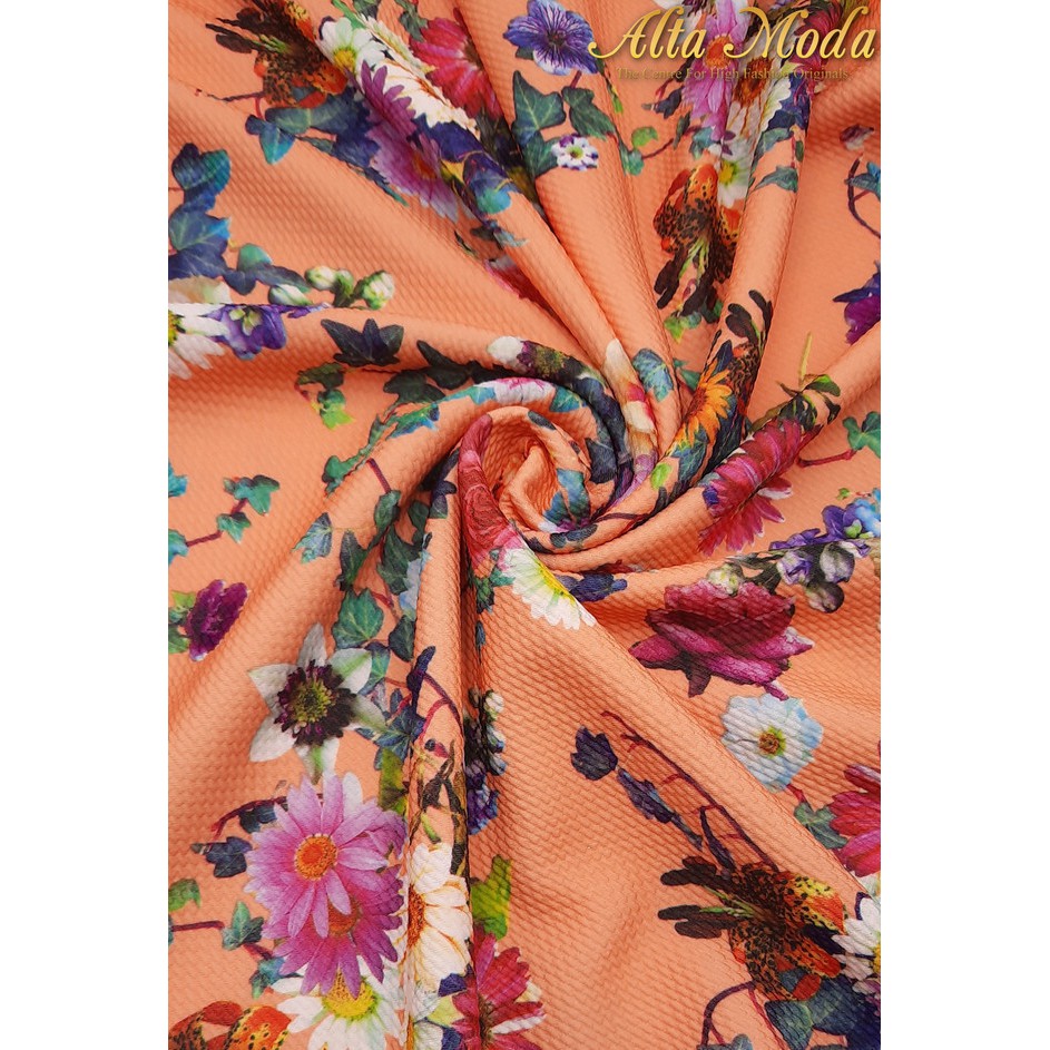 

Alta Moda Fancy Printed Bubble Stretch - Floral On Orange (1M)